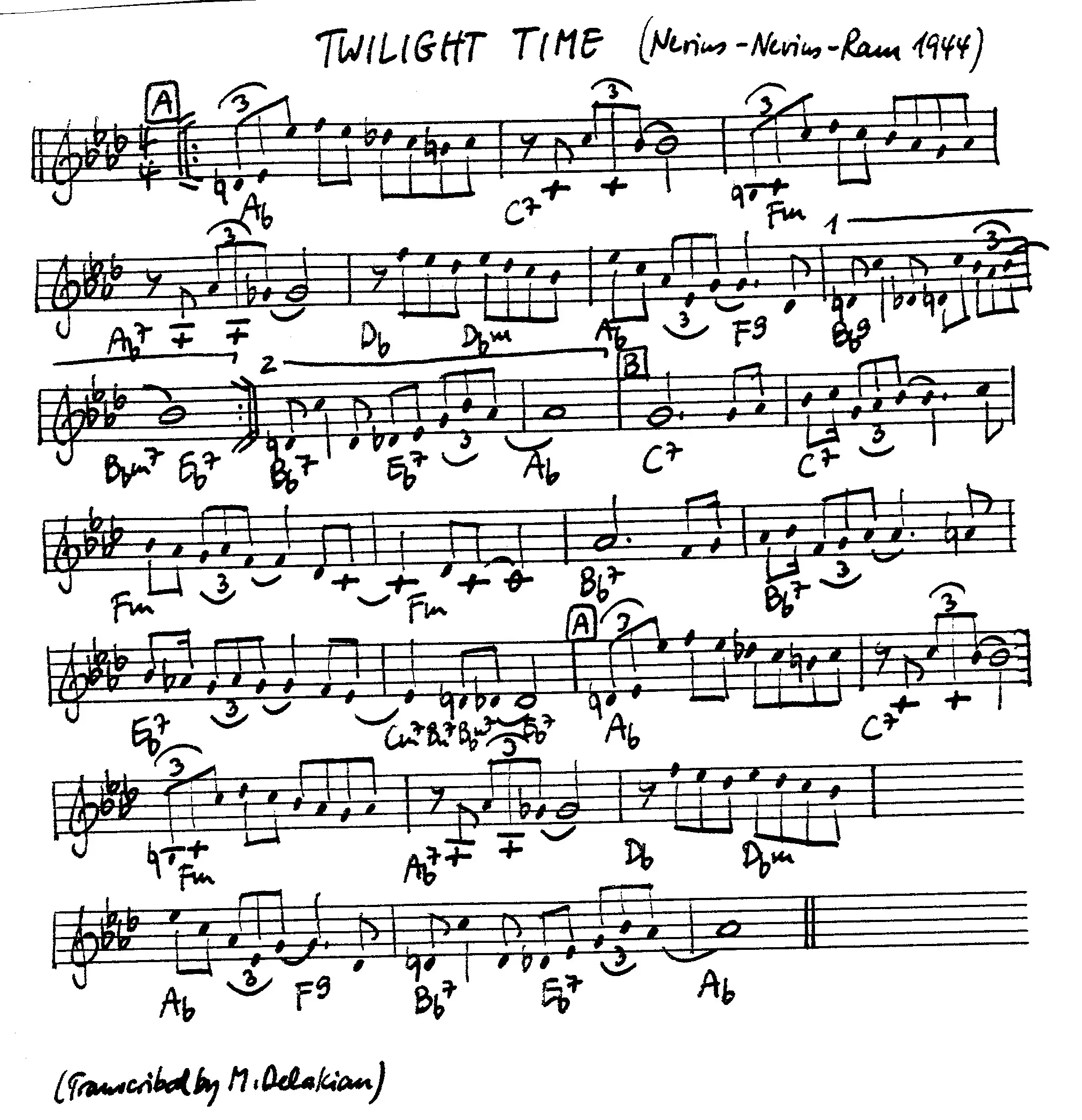twilight time free jazz leadsheet - Courtesy of the Jungle Jazz Band